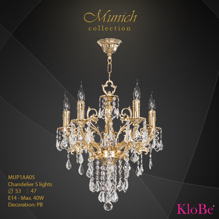 MUP1AA05 - Chandelier 5 L  Munich collection KloBe Classic