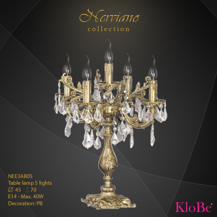 NEE3AB05 - Table Lamp 5 L Nerviano collection KloBe Classic