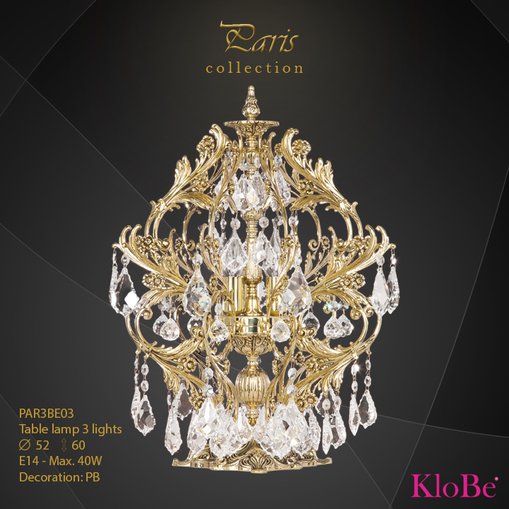PAR3BE03 - Table lamp 3 L Paris collection KloBe Classic