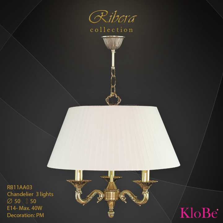 RB11AA03  - CHANDELIER  3L  Ribera collection KloBe Classic