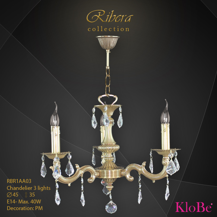 RBR1AA03  - CHANDELIER  3L  Ribera collection KloBe Classic