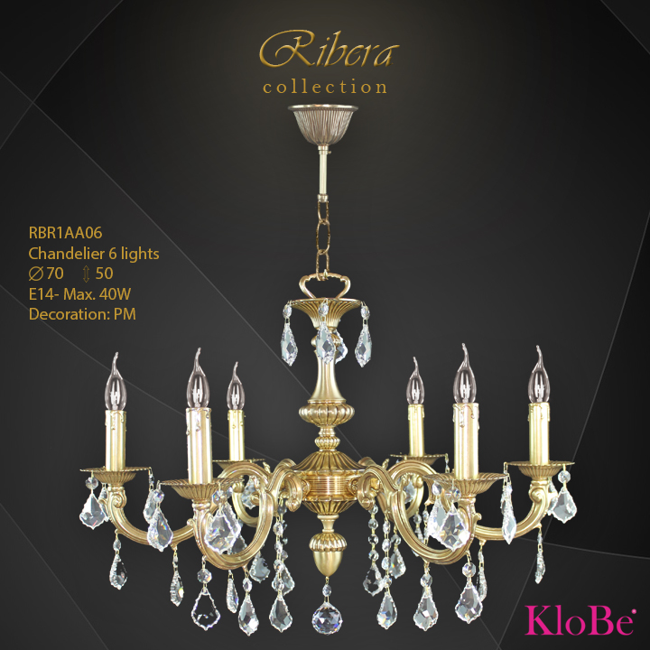 RBR1AA06  - CHANDELIER  6L  Ribera collection KloBe Classic
