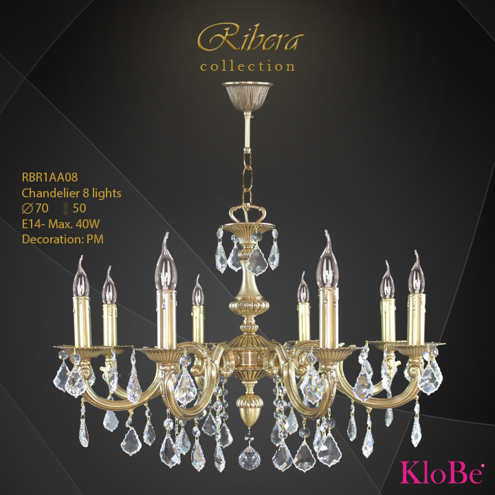 RBR1AA08  - CHANDELIER  8L  Ribera collection KloBe Classic