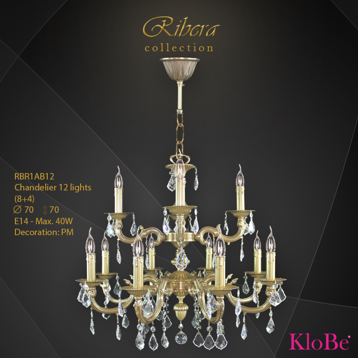 RBR1AB12  - CHANDELIER  12L  Ribera collection KloBe Classic
