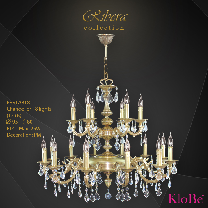 RBR1AB18  - CHANDELIER  18L  Ribera collection KloBe Classic