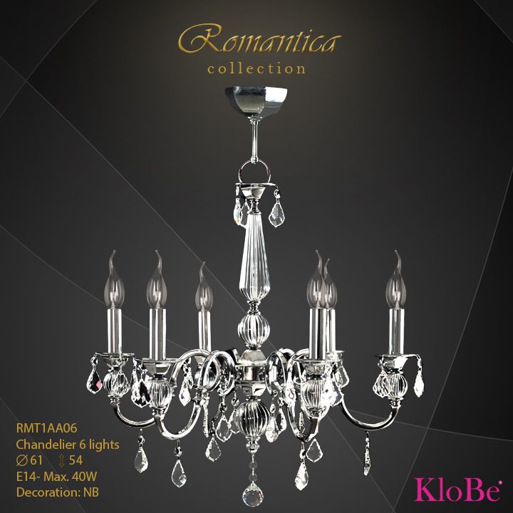 RMT1AA06 (NB) - CHANDELIER  6L  Romantica collection KloBe Classic
