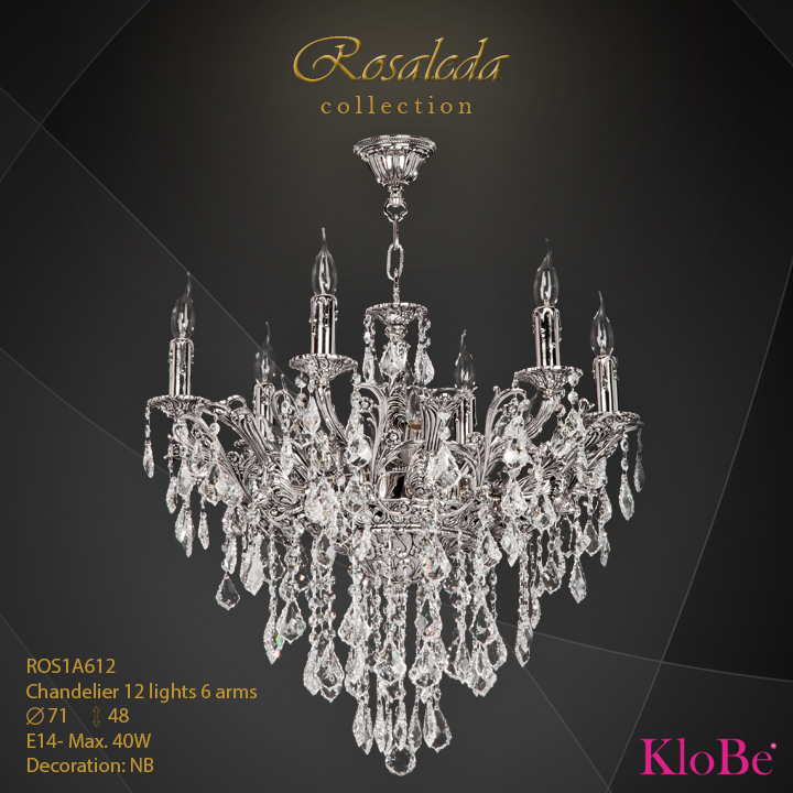 ROS1A612  - CHANDELIER  12L  Ribera collection KloBe Classic