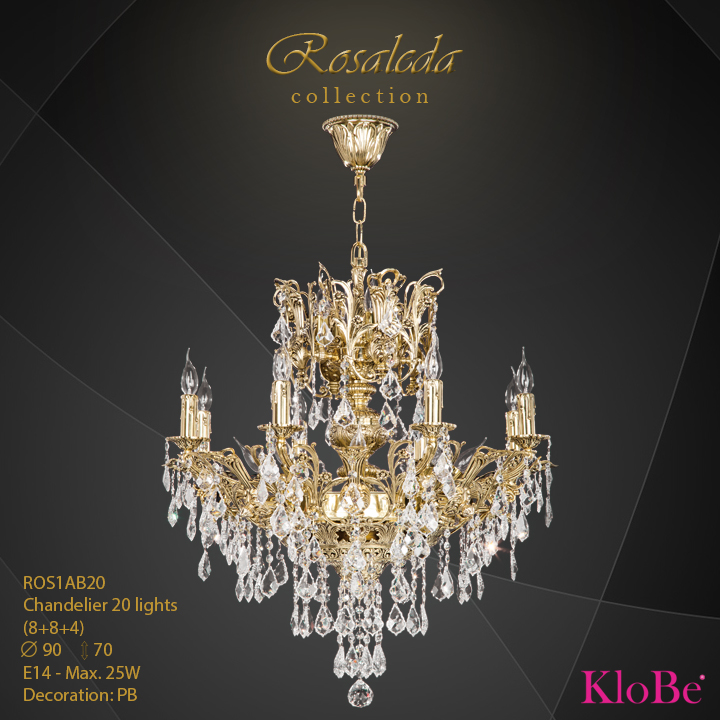 ROS1AB20  - CHANDELIER  12L  Ribera collection KloBe Classic