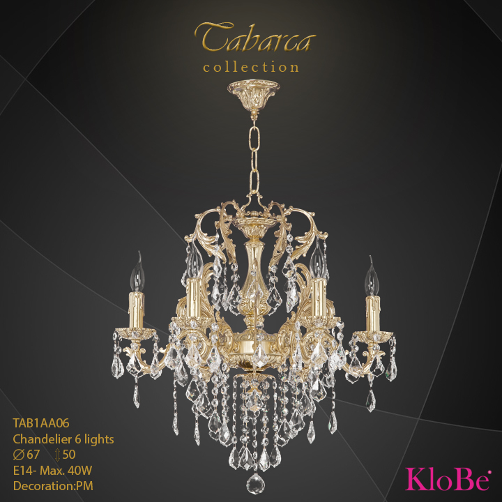 TAB1AA06  - CHANDELIER  6L  Tabarca collection KloBe Classic