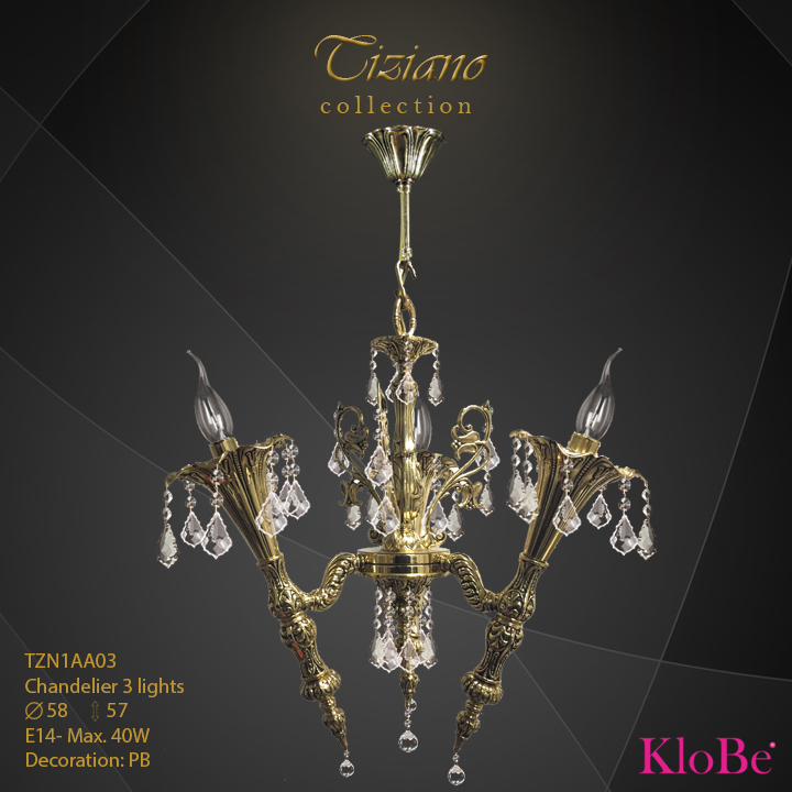 TZN1AA03  - CHANDELIER  3L  Tiziano collection KloBe Classic