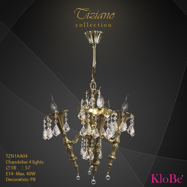 TZN1AA04  - CHANDELIER  4L  Tiziano collection KloBe Classic