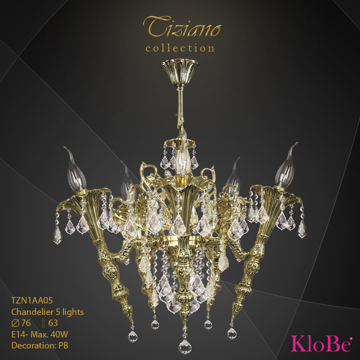 TZN1AA05  - CHANDELIER  5L  Tiziano collection KloBe Classic