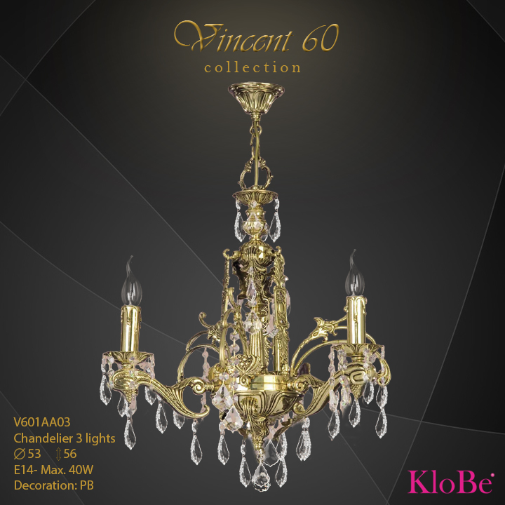 V601AA03 - CHANDELIER  3L  V60 collection KloBe Classic