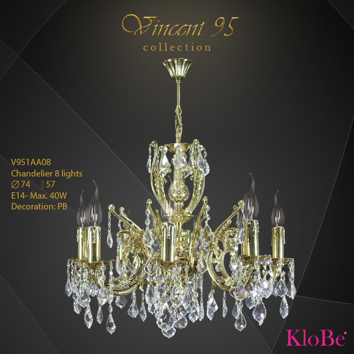 V951AA08 - CHANDELIER 8L V95 collection KloBe Classic