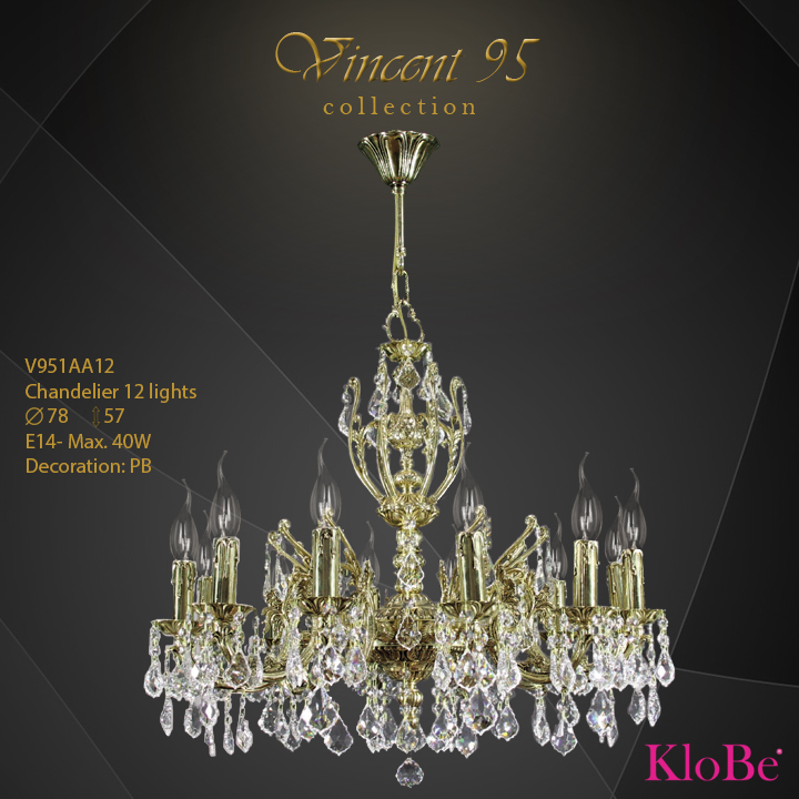 V951AA12 - CHANDELIER 12L V95 collection KloBe Classic